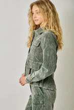Load image into Gallery viewer, 6661- Washed Denim Peplum Jacket- GREEN
