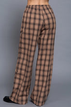 Load image into Gallery viewer, 6637- Wide Leg Plaid Woven Pants-KHAKI
