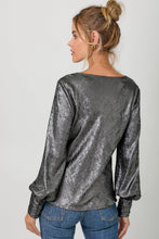 Load image into Gallery viewer, 4702-Metallic Cowl Neck Blouse-BLACK
