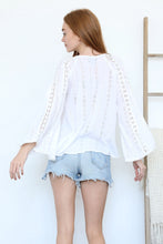 Load image into Gallery viewer, 4725- Lace Insets Flare Bell Sleeve Eyelet Embroidered
