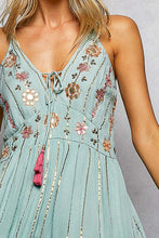Load image into Gallery viewer, 5801- POL Boho Mirror Embroidery V-Neck Sleeveless Dress
