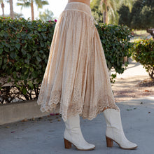 Load image into Gallery viewer, 5952-Prairie Dream Wanderer Skirt W/Shirred Elastic Midi Skirt
