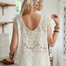 Load image into Gallery viewer, 6185- Crochet Lace Trim Tank Top w/shells
