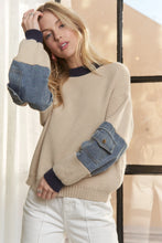 Load image into Gallery viewer, 5406-KNIT Sweater Top with Denim Pockets

