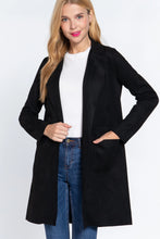 Load image into Gallery viewer, 6638- Long Sleeve Open Faux Suede Jacket-BLACK

