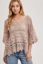 Load image into Gallery viewer, 6350- Sheer Crochet Top with No Lining-LATTE
