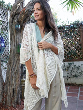 Load image into Gallery viewer, 4072-Floral Lace Textured Kimono-IVORY
