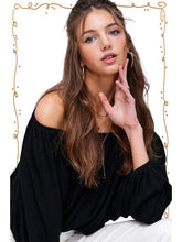 Load image into Gallery viewer, 6140- Off Shoulder Balloon Sleeve Top-BLACK
