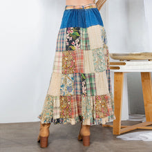 Load image into Gallery viewer, 6041- Western Boho Chic: Patchwork Belted Skirt
