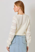 Load image into Gallery viewer, 5769-Textured Sleeve Sweater-CREAM
