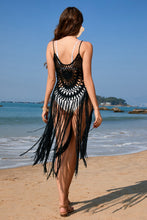 Load image into Gallery viewer, 6057- Mesh Crochet Tassel Coverup- BLACK
