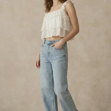 Load image into Gallery viewer, 6189- Lace Tiered Crop Top with Lace Straps
