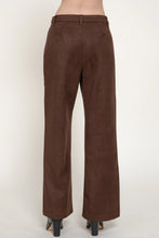 Load image into Gallery viewer, 6635- Straight Leg Faux Suede Pants-CHOCOLATE
