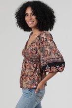 Load image into Gallery viewer, 5446-V Neck Twist Front Half Sleeve Printed Blouse
