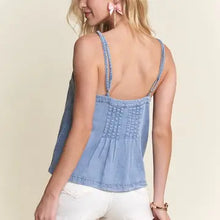 Load image into Gallery viewer, 6266-Chambray Pintuck Tank Top
