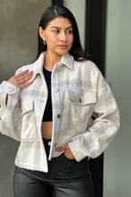 Load image into Gallery viewer, 4607-Drop Shoulder Cropped Plaid Shacket -CARINA
