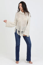 Load image into Gallery viewer, 5711-Cowl Neck Fringe Hem Sweater-IVORY
