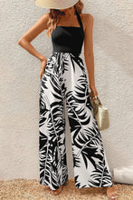 Load image into Gallery viewer, 4269-Halter Tropical Plant Print Wide Leg Jumpsuit
