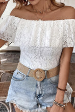 Load image into Gallery viewer, 5223-OFF-SHOULDER Ruffled Lace Short-Sleeved Top-WHITE
