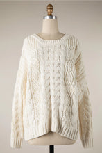 Load image into Gallery viewer, 4717-Braid Crochet Knit Sweater-CREAM
