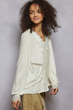 Load image into Gallery viewer, 5795- POL Floral Lace Crochet V-Neck Top-IVORY
