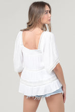 Load image into Gallery viewer, 5289- Lace Trim Square Neck Blouse-WHITE
