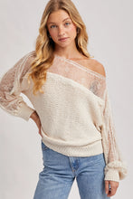 Load image into Gallery viewer, 6711- Boat Neck Lace Trimmed Knit Sweater -ECRU
