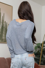 Load image into Gallery viewer, 5828-Open Knit Light Weight Pullover Sweater-STEEL BLUE
