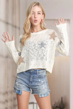 Load image into Gallery viewer, 5214-Lightweight Star Sweater Top-CREAM
