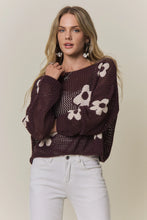 Load image into Gallery viewer, 6527-Lightweight Floral Sweater Top-BLACKBERRY

