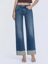 Load image into Gallery viewer, 5763- FLYING MONKEY-Mid Rise Silver Cuffed Slim Wide Jeans
