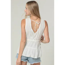 Load image into Gallery viewer, 6254- Embroidered V Neck Tank Top with Side Ties
