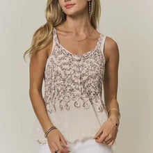Load image into Gallery viewer, 6260- Crochet Eyelet Babydolltank Top- -MOCHA
