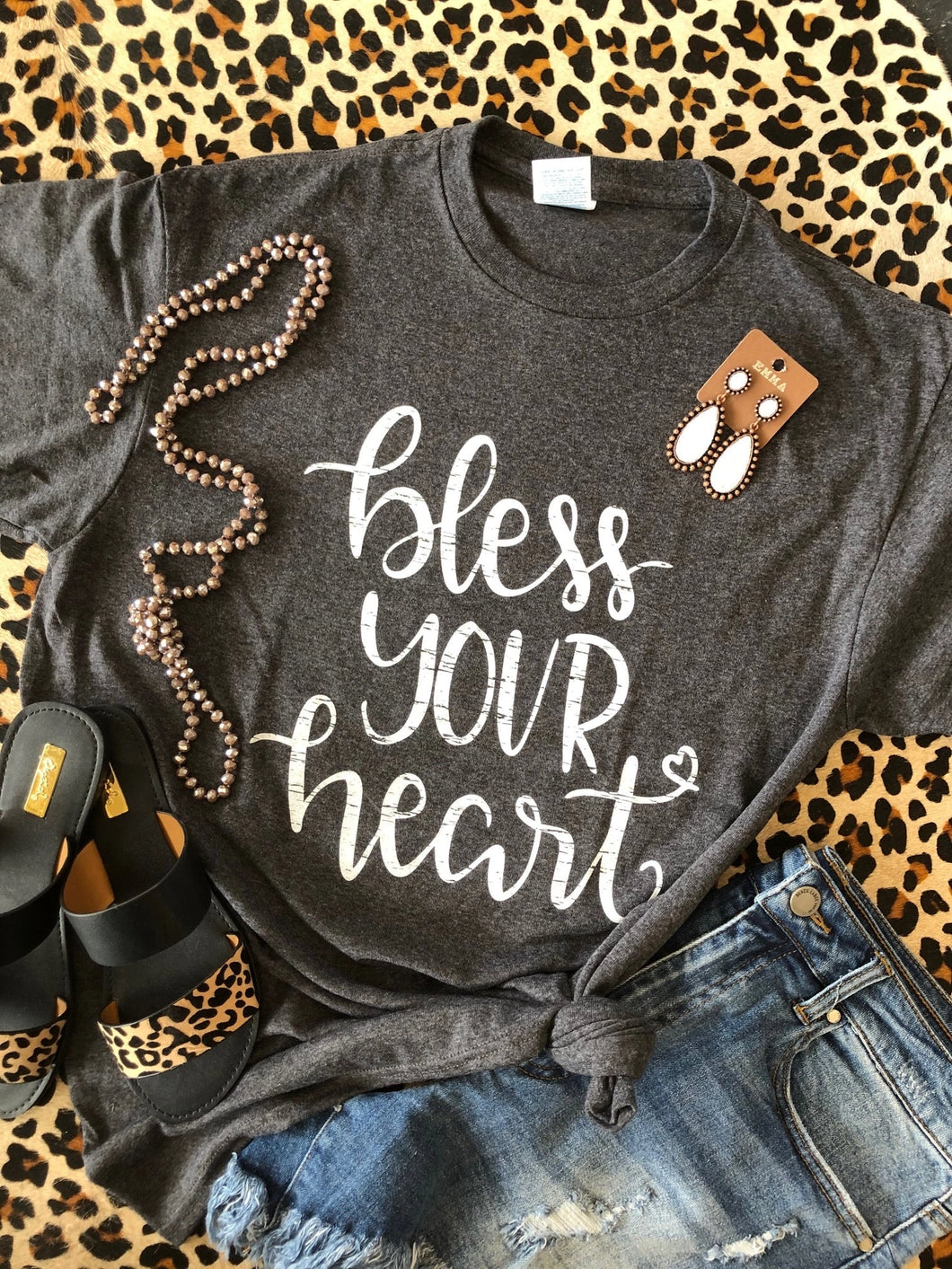 4857-Bless Your Heart Women's Charcoal Gray T-Shirt