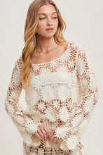 Load image into Gallery viewer, 5086-Crochet Cropped Long Sleeve Top-NATURAL
