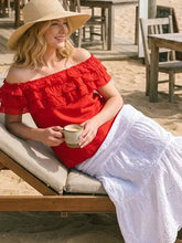 Load image into Gallery viewer, 6194-Off-The-Shoulder Layered Ruffle TOP-RED
