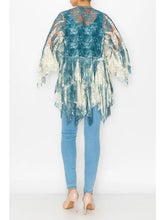 Load image into Gallery viewer, 6205- Classic All Lace Cardigan with Tiered Layers - DENIM
