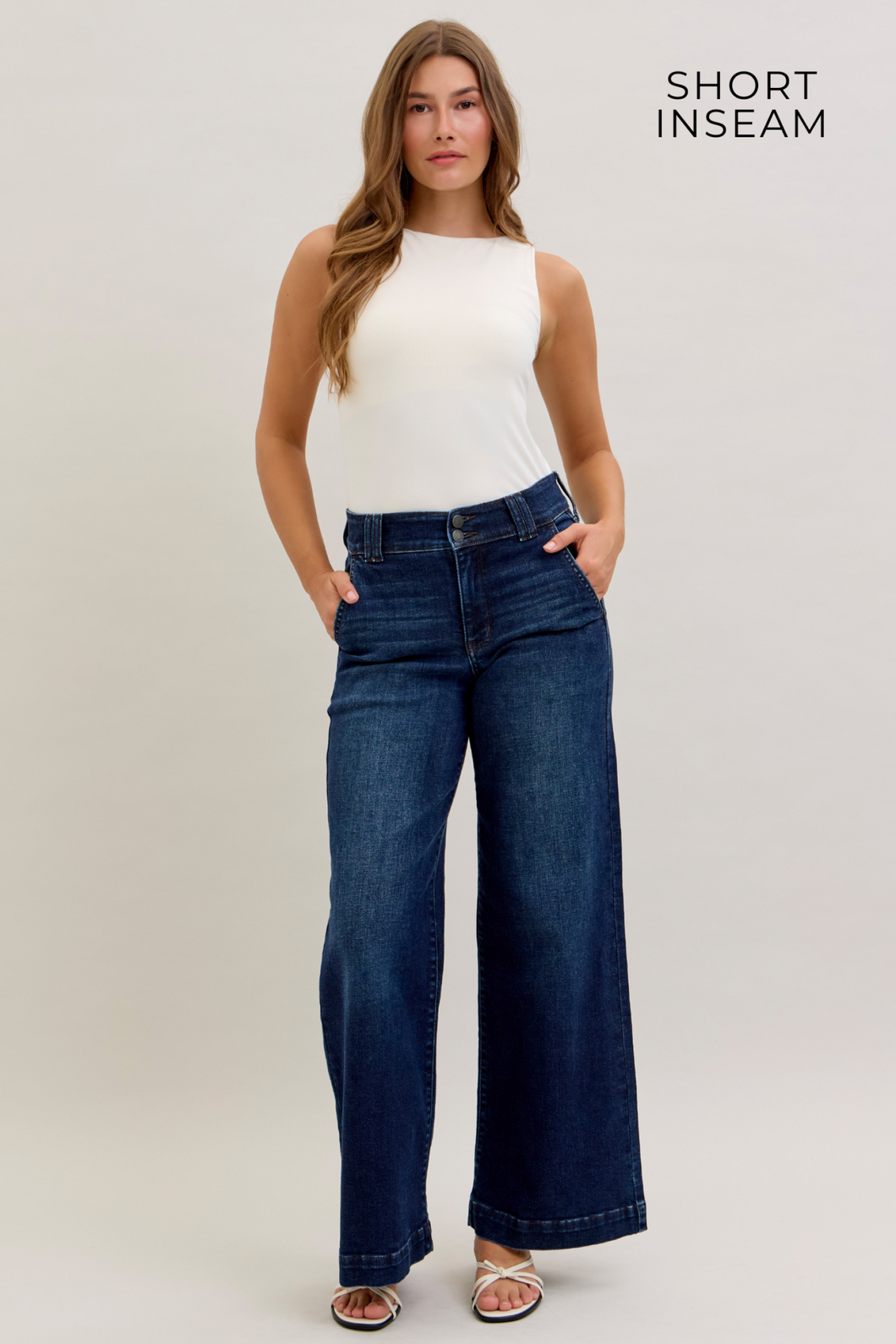 5278- JUDY BLUE- HW Trouser Wide Leg (SHORT- INSEAM)