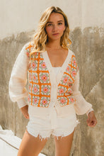 Load image into Gallery viewer, 4902-FRONT FLOWER GRANNY SQUARE V-NECK SWEATER CARDIGAN
