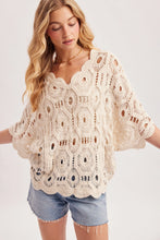 Load image into Gallery viewer, 6364- V-Neck Open-Work Crochet Top-NATURAL
