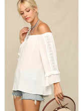 Load image into Gallery viewer, 5151-Lightweight Flowy Top with An Off Shoulder-WHITE
