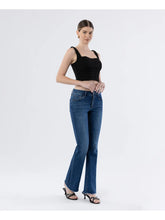 Load image into Gallery viewer, 5869- LOVERVET Mid Rise Raw Hem Dark Wash Bootcut Jeans
