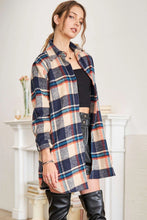 Load image into Gallery viewer, 5404-CHECK Flannel Shirt Jacket Long Sleeve-NAVY/TAUPE
