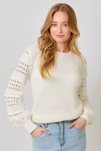 Load image into Gallery viewer, 5769-Textured Sleeve Sweater-CREAM
