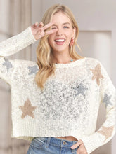 Load image into Gallery viewer, 5214-Lightweight Star Sweater Top-CREAM
