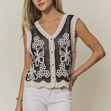 Load image into Gallery viewer, 6337-  Boho Floral Butterfly Crochet Vest Top
