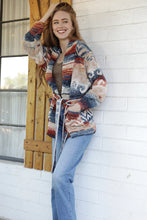 Load image into Gallery viewer, 6672- Wide Collar Sweater Jacket with Waist Tie-RED
