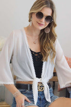 Load image into Gallery viewer, 6105-TEXTURED CHIFFON FRONT TIE BOLERO-WHITE
