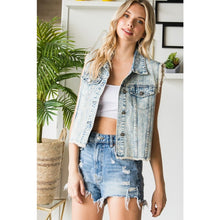 Load image into Gallery viewer, 5352-Rhinestone Color Denim Vest-BLUE
