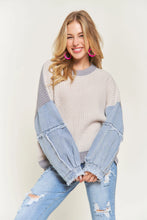 Load image into Gallery viewer, 5405-COLORBLOCK Sweater Top Denim Sleeve
